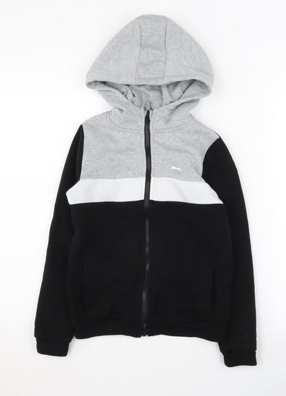 Slazenger Boys Black Grey Full Zip Hoodie, 7-8 Years