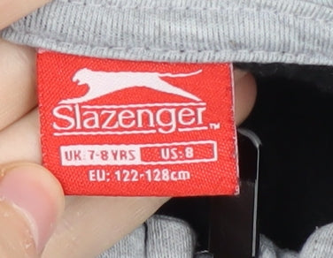 Slazenger Boys Black Grey Full Zip Hoodie, 7-8 Years