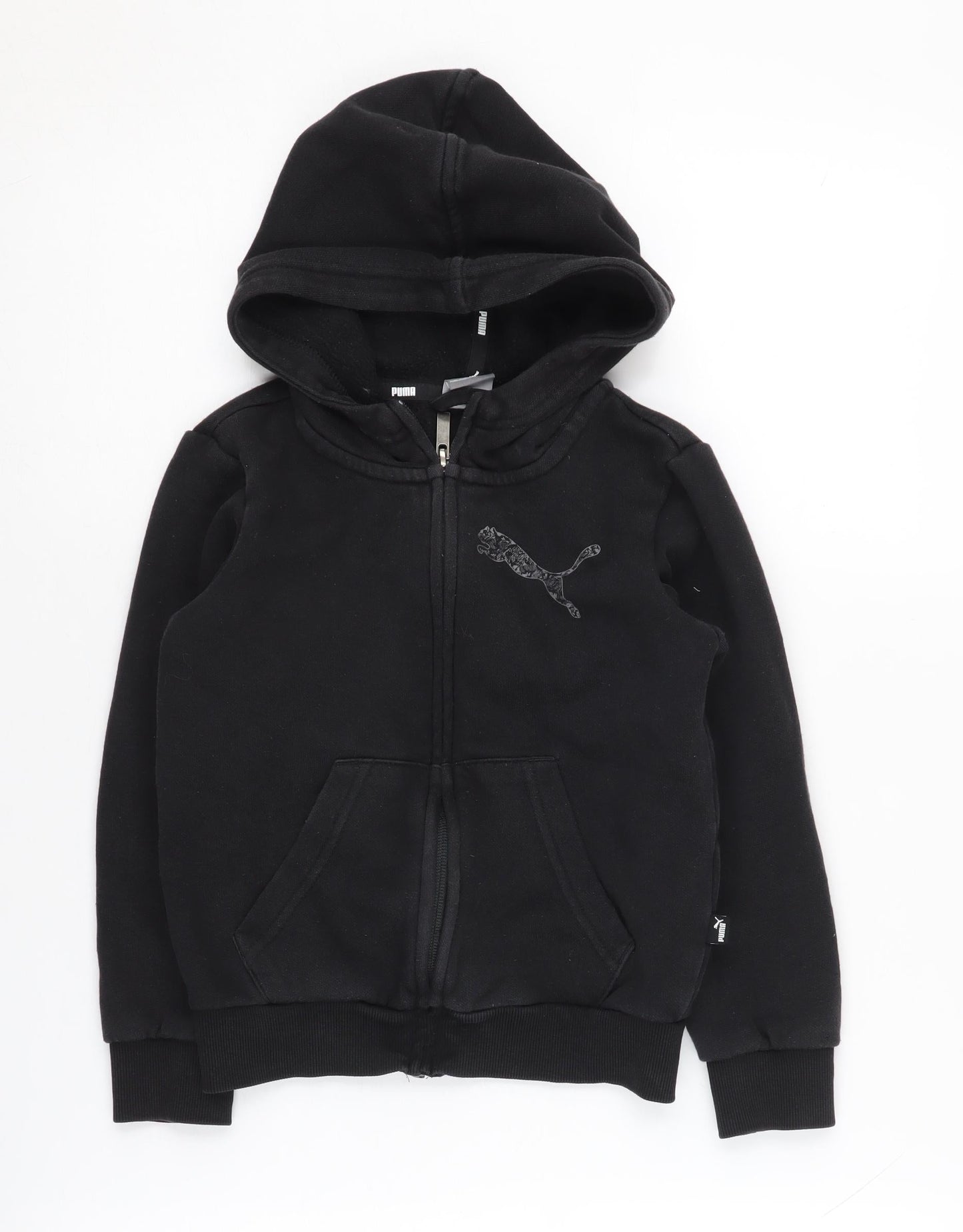 Puma Boys Black Full Zip Hoodie 7-8 Years with Logo
