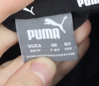 Puma Boys Black Full Zip Hoodie 7-8 Years with Logo