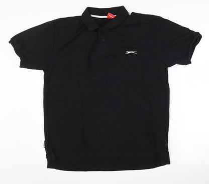 Slazenger Men's Black Polo Shirt - Size L, Short Sleeve