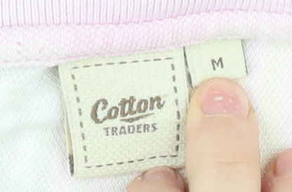 Cotton Traders Men's Pink Striped Medium Polo