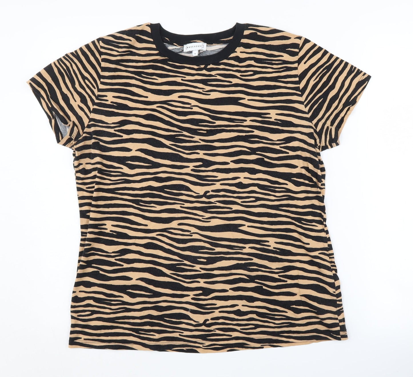 Womens UK Size 14 Warehouse Multicoloured Basic T-Shirt