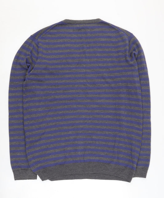 GAP Men's Blue Striped Wool Pullover Jumper L