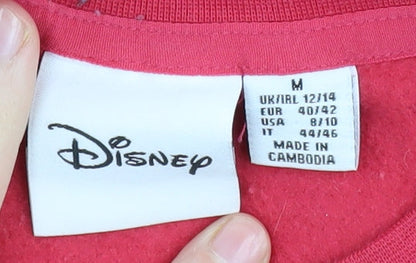 Womens UK Size M Disney Red 1/4 Zip Sweatshirt