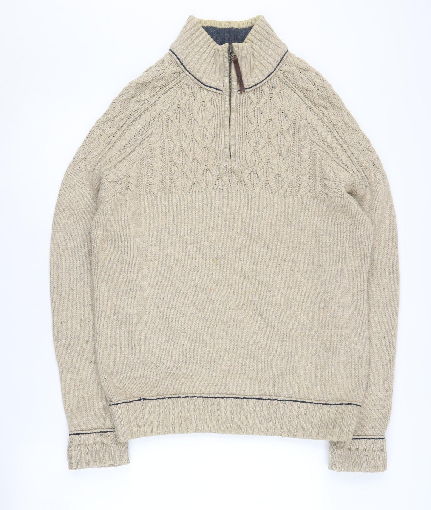 Mantaray Men's Beige Full Zip Jumper Size M