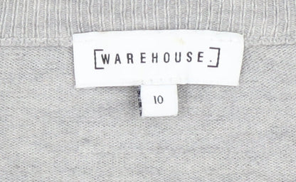 Womens UK Size 10 Warehouse Grey Pullover Jumper