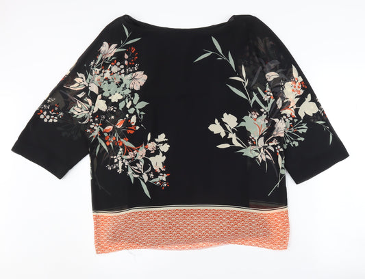 Womens UK Size 10 Debenhams Black Tunic Blouse