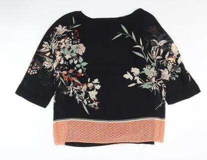 Womens UK Size 10 Debenhams Black Tunic Blouse