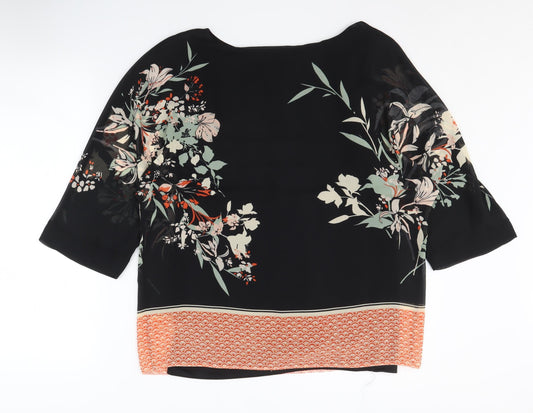 Womens UK Size 10 Debenhams Black Tunic Blouse