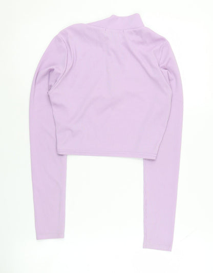 Missy Empire Women's Purple Cropped Long Sleeve Top