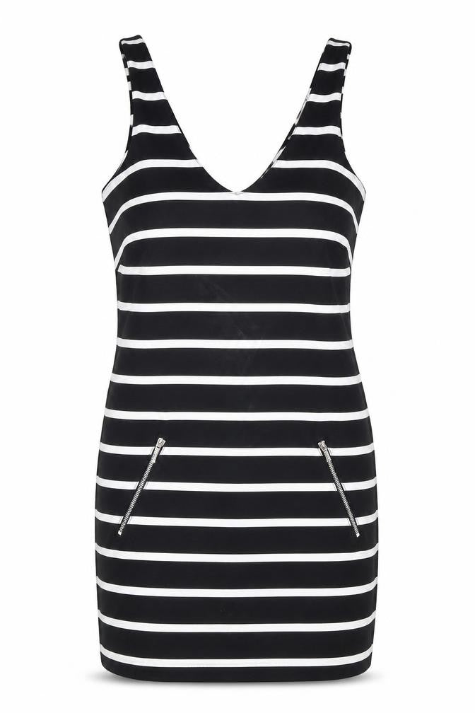 New Look Women's Black Striped Dress Size 8