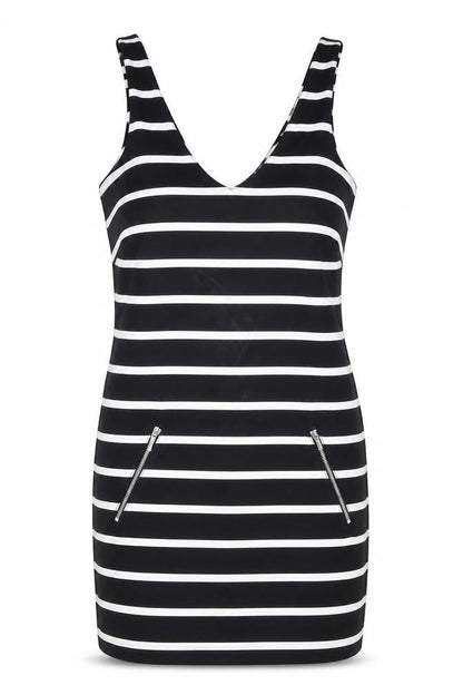 New Look Women's Black Striped Dress Size 8