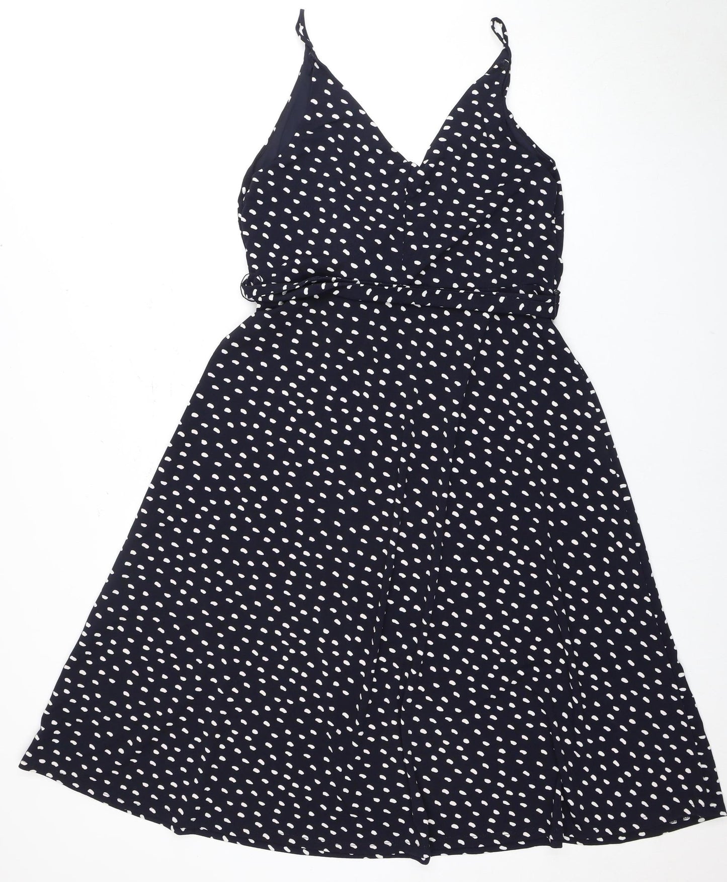 H&M Women's Black Polka Dot A-Line Dress L