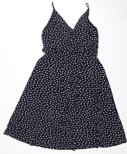 H&M Women's Black Polka Dot A-Line Dress L