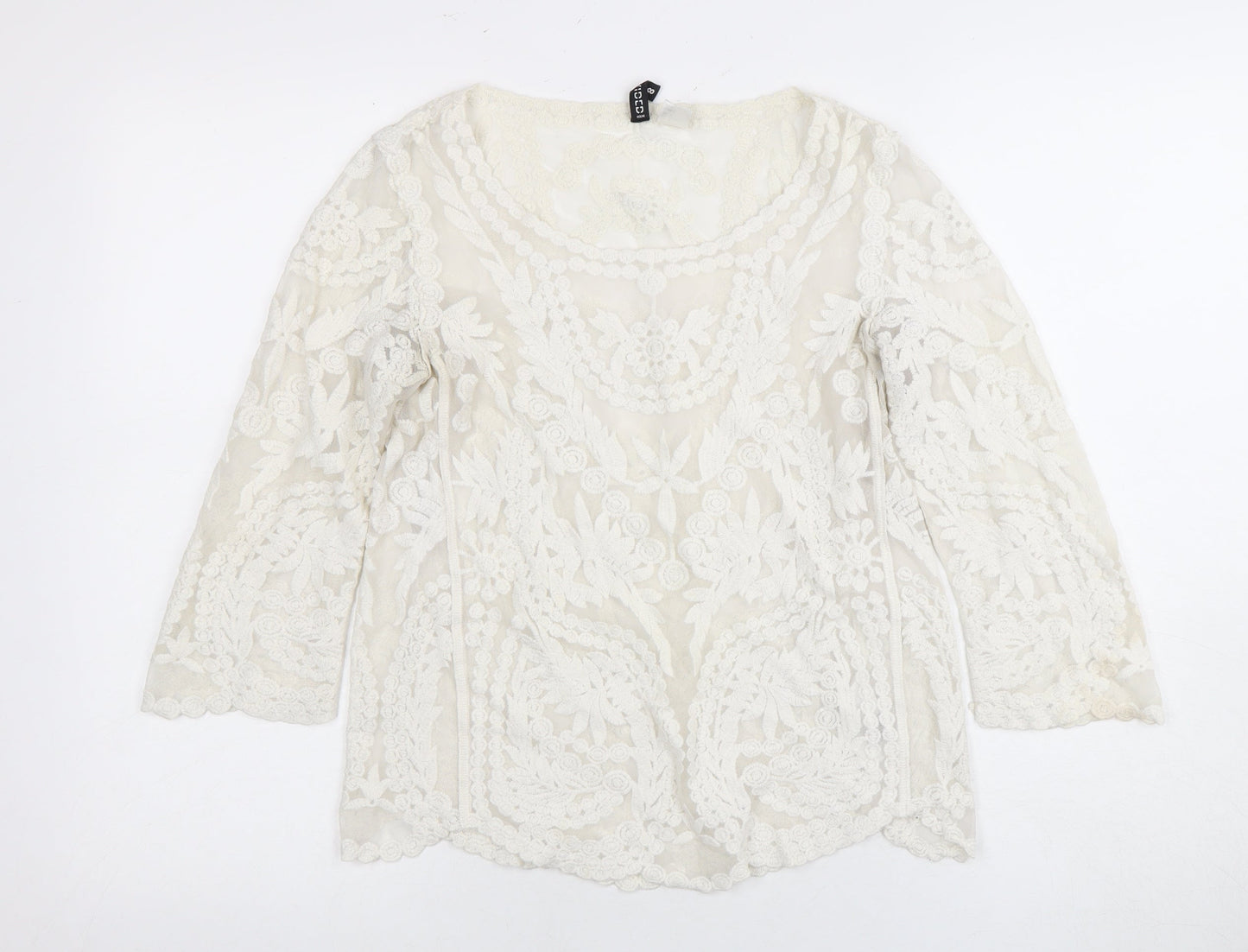Womens UK Size 10 H&M Ivory Basic Blouse