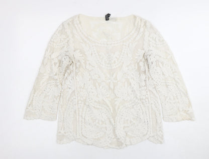 Womens UK Size 10 H&M Ivory Basic Blouse