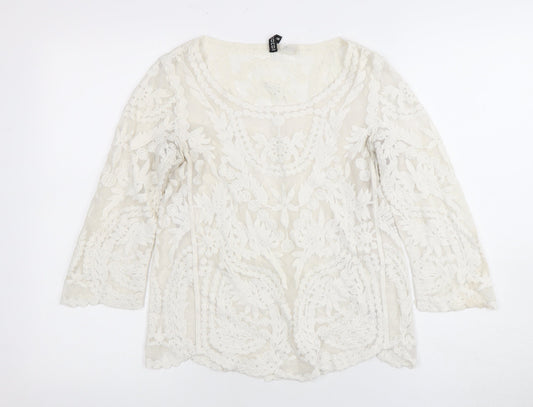Womens UK Size 10 H&M Ivory Basic Blouse