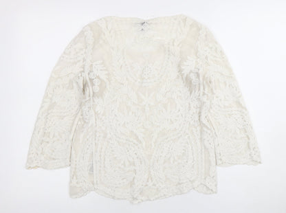 Womens UK Size 10 H&M Ivory Basic Blouse