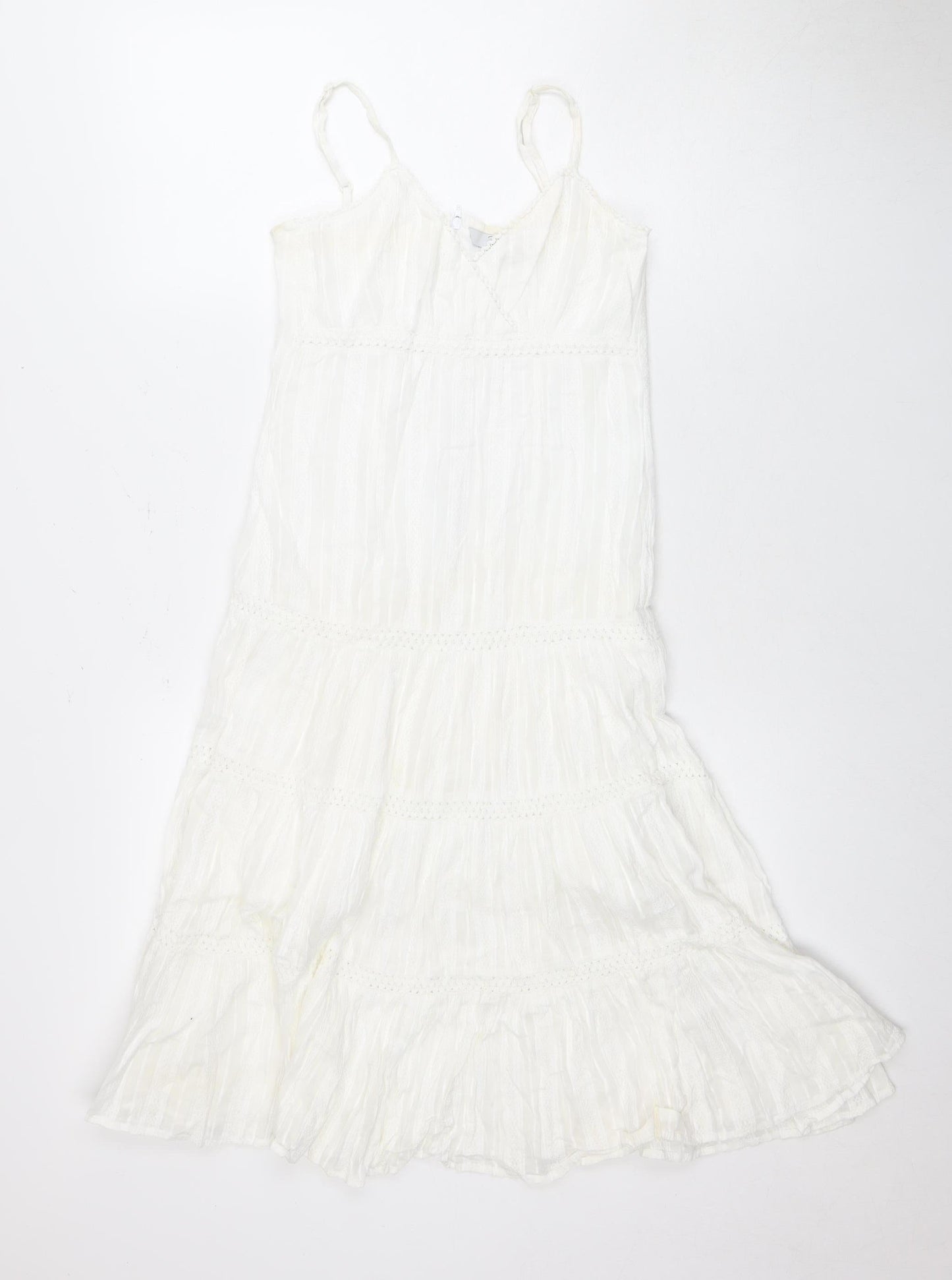 915 Girls White Cotton Sleeveless Dress