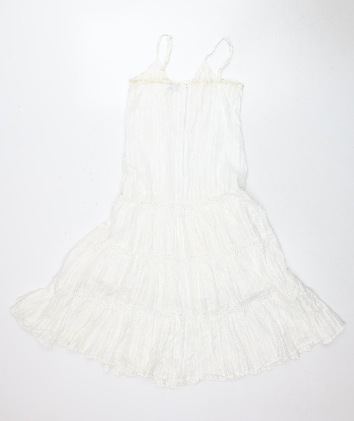 915 Girls White Cotton Sleeveless Dress