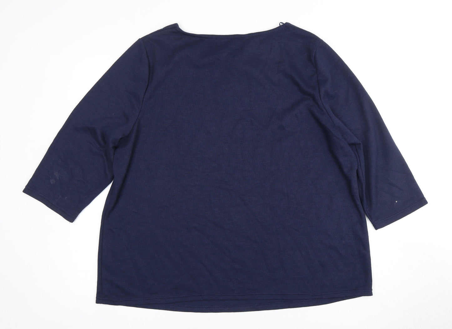 Bonmarche Women's Blue 3/4 Sleeve Floral Top Size 16