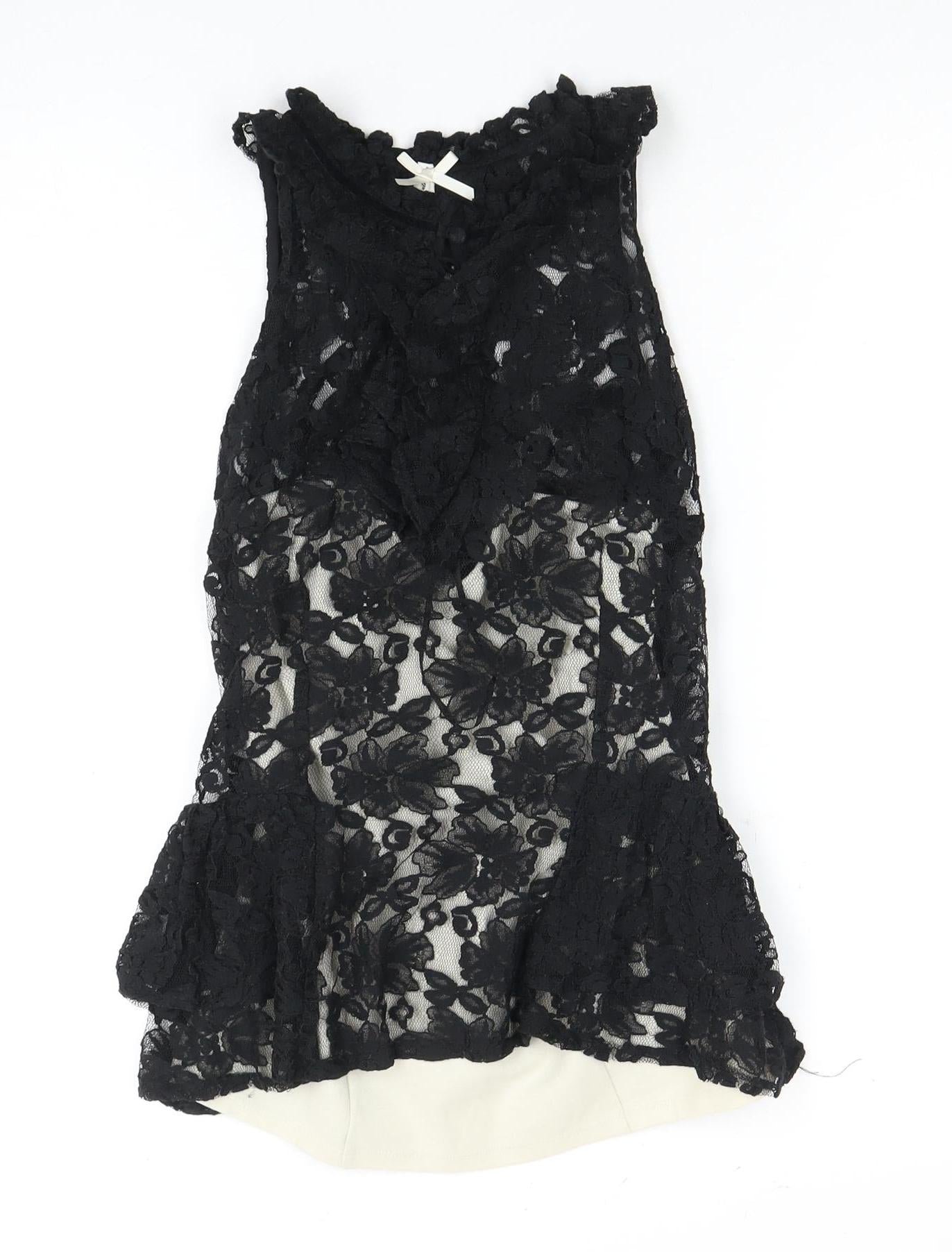 Womens UK Size 12 NEXT Black Tunic Blouse