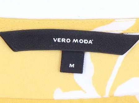 Womens UK Size M VERO MODA Yellow Basic Blouse