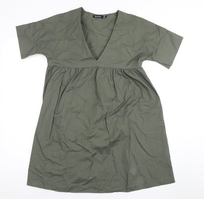 Boohoo Women's Green V-Neck Shift Dress Size 6