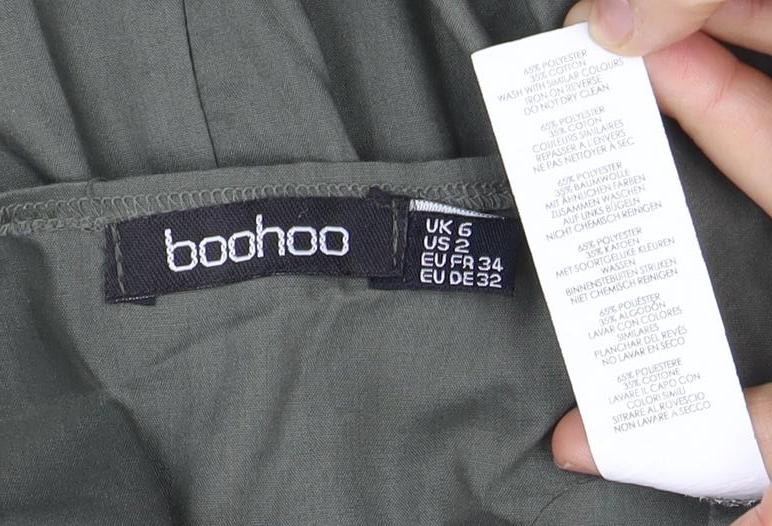 Boohoo Women's Green V-Neck Shift Dress Size 6