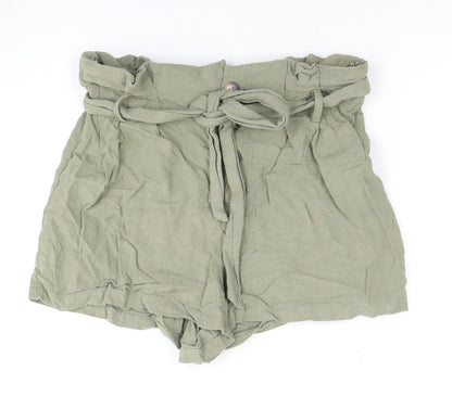 Topshop Women's Green Paperbag Shorts Size 12