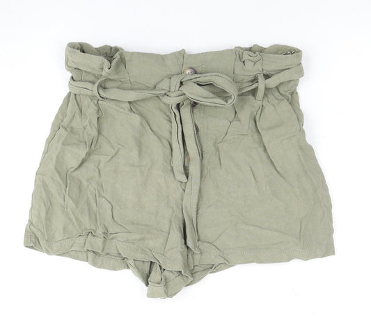 Topshop Women's Green Paperbag Shorts Size 12