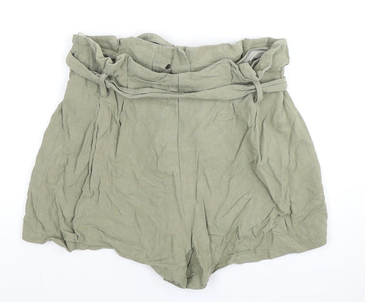 Topshop Women's Green Paperbag Shorts Size 12