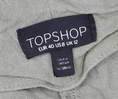 Topshop Women's Green Paperbag Shorts Size 12