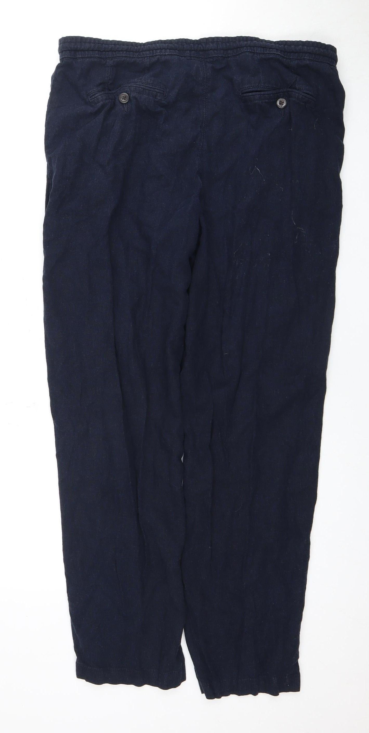 Marks and Spencer Blue Linen Trousers M Unisex Casual