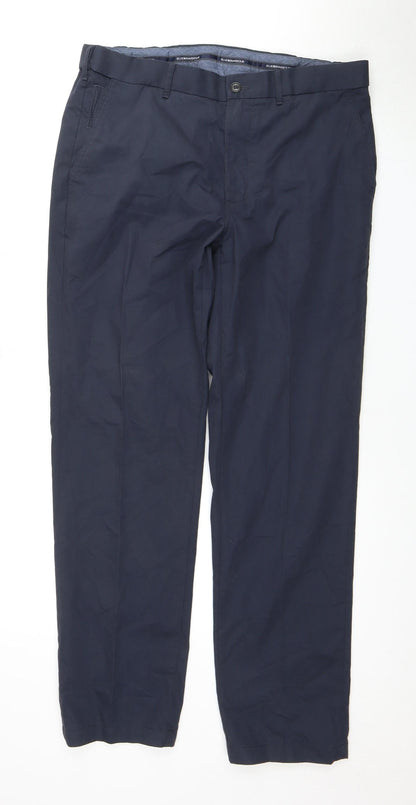 Unisex Adultss UK Size 32 in Marks and Spencer Regular Fit Chino Blue Trousers