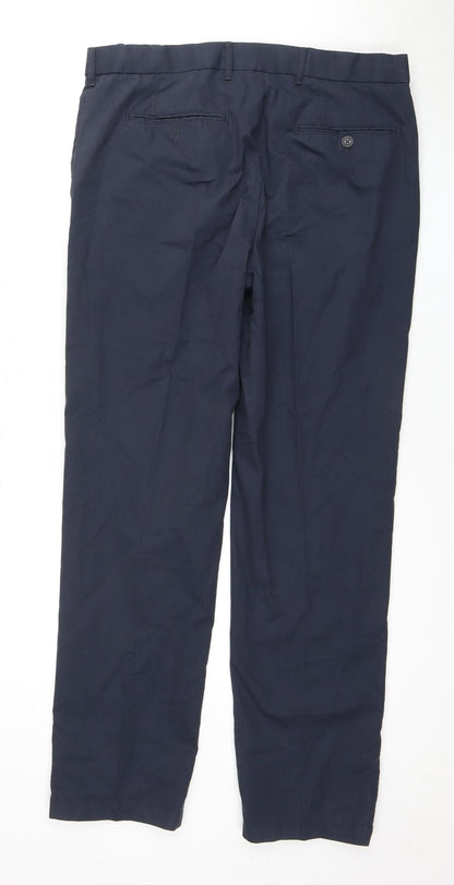Unisex Adultss UK Size 32 in Marks and Spencer Regular Fit Chino Blue Trousers