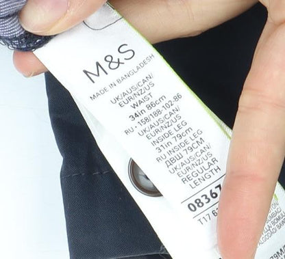 Unisex Adultss UK Size 32 in Marks and Spencer Regular Fit Chino Blue Trousers
