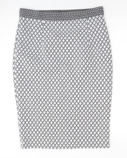 Marks and Spencer Women's Black Geometric Pencil Skirt - Size 14
