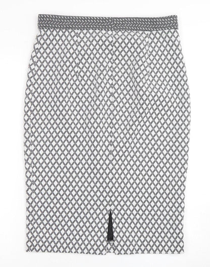Marks and Spencer Women's Black Geometric Pencil Skirt - Size 14