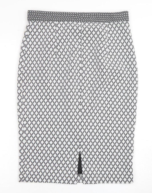 Marks and Spencer Women's Black Geometric Pencil Skirt - Size 14