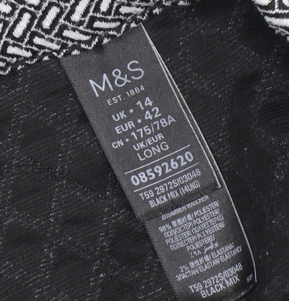 Marks and Spencer Women's Black Geometric Pencil Skirt - Size 14