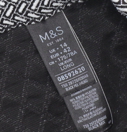 Marks and Spencer Women's Black Geometric Pencil Skirt - Size 14