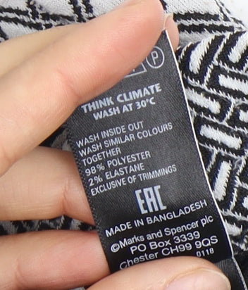 Marks and Spencer Women's Black Geometric Pencil Skirt - Size 14