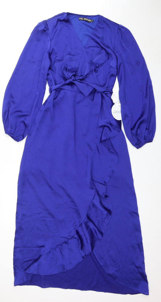 Girl In Mind Women's Blue Wrap Dress, Size 10