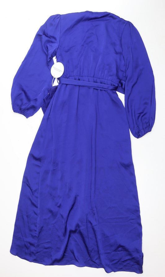 Girl In Mind Women's Blue Wrap Dress, Size 10
