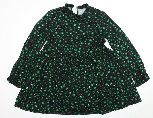 New Look Women's Black Floral Long Sleeve Dress Size 10