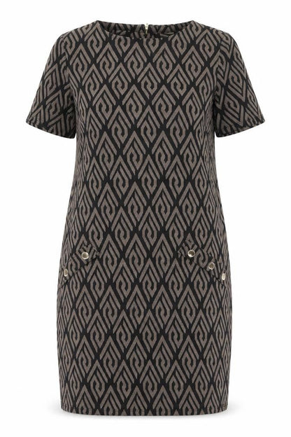 Wallis Women's Black Beige Geometric Dress Size 14