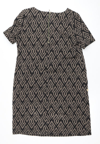 Wallis Women's Black Beige Geometric Dress Size 14