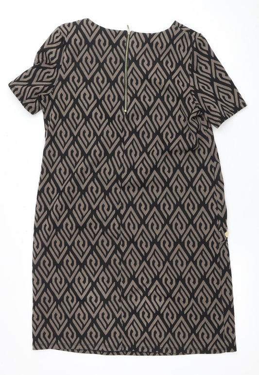 Wallis Women's Black Beige Geometric Dress Size 14